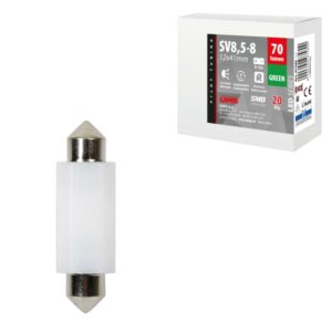 LAMPARA LED SERIES 2 SMD 1 CHIP-12*41MM-SV8,5-8-VERDE-DOBLE POLARIDAD-RESISTENCIA INCORPORADA 9/32