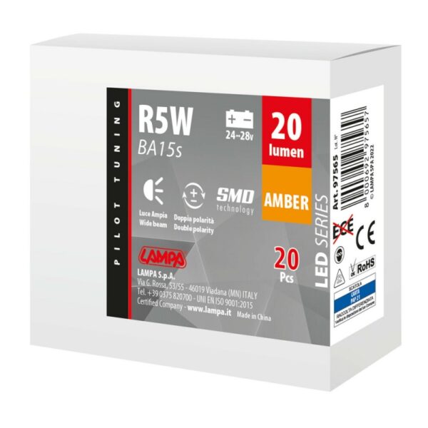 LAMPARA LED SERIES-6 SMDX1CHIP-(R5W)-BA15s NARANJA-DOBLE POLARIDAD 24/28V - Imagen 4