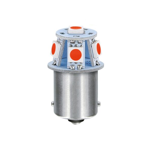 LAMPARA LED SERIES-6 SMDX1CHIP-(R5W)-BA15s ROJO-DOBLE POLARIDAD 24/28V - Imagen 2