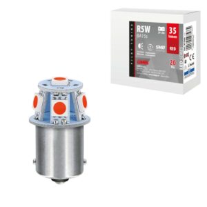 LAMPARA LED SERIES-6 SMDX1CHIP-(R5W)-BA15s ROJO-DOBLE POLARIDAD 24/28V