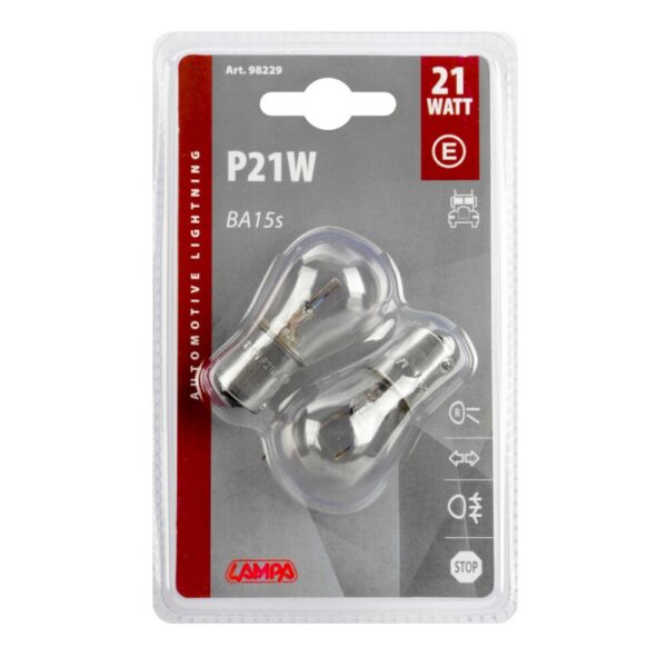 LAMPARA P21W 1 FILAMENTO BLANCA 24V 21W BA15S HOMOLOGACION E (BLISTER 2 UNIDADES) - Imagen 5