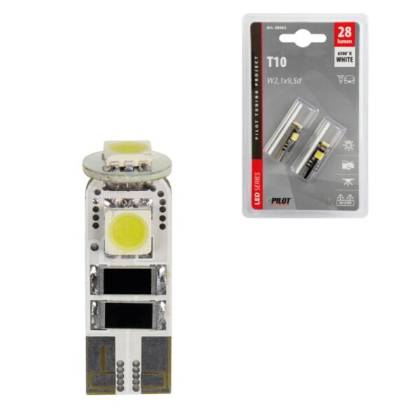 LAMPARA T10 HYPER LED 12V 3SMD 3 CHIPS W2,1X9,5D (BLISTER 2 UNIDADES) - Imagen 5