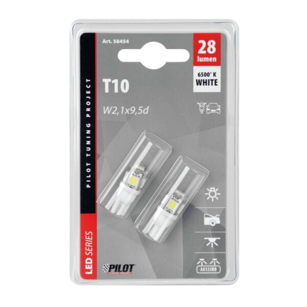 LAMPARA T10 HYPER LED 12V 5 SMD X 3 CHIPS W2,1X9,5 (BLISTER 2 UNIDADES) - Imagen 2