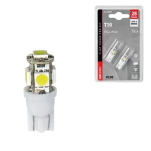 LAMPARA T10 HYPER LED 12V 5 SMD X 3 CHIPS W2,1X9,5 (BLISTER 2 UNIDADES)