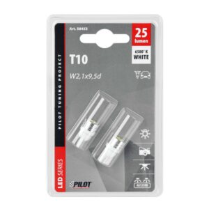 LAMPARA T10 MEGA LED 12V 2 SUPER CHIPS W2,1X9,5D (BLISTER 2 UNIDADES)