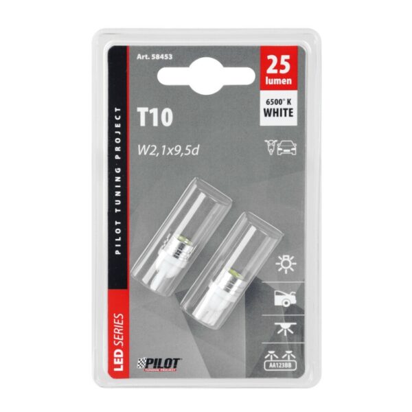 LAMPARA T10 MEGA LED 12V 2 SUPER CHIPS W2,1X9,5D (BLISTER 2 UNIDADES)