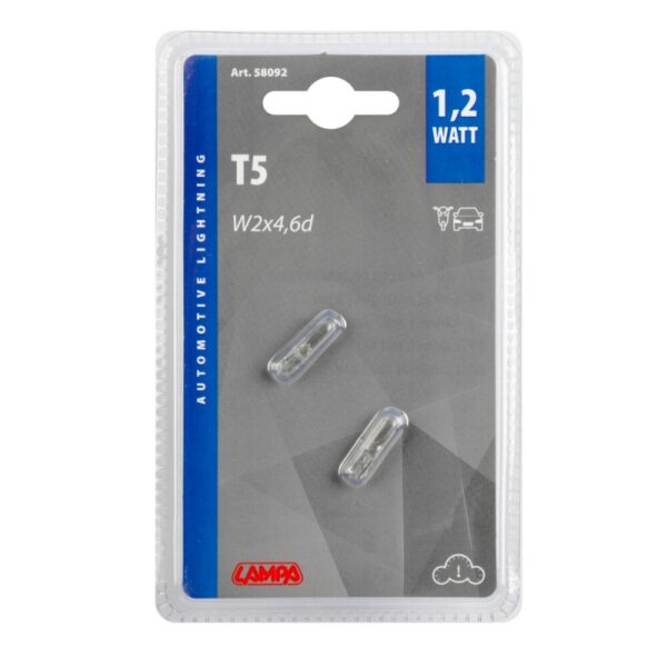 LAMPARA T5 12V 1,2W W2X4,6D HOMOLOGACION E (2 UNIDADES) - Imagen 2
