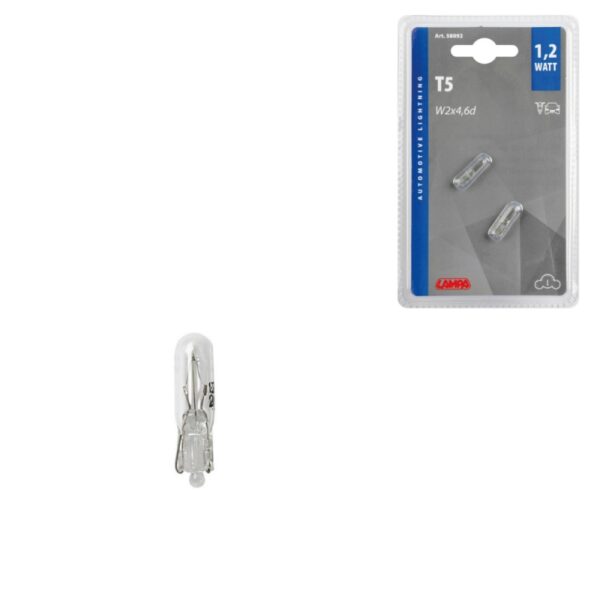 LAMPARA T5 12V 1,2W W2X4,6D HOMOLOGACION E (2 UNIDADES)