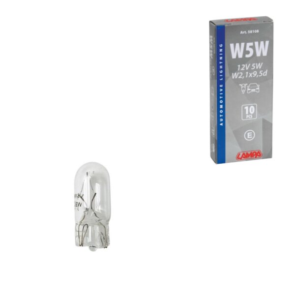 LAMPARA W5W 12V 5W W2,1X9,5D HOMOLOGACION E (10 UNIDADES)