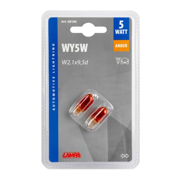 LAMPARA W5W 12V AMBAR SIN CASQUILLO HOMOLOGACION E (BLISTER 2 UNIDADES) - Imagen 2