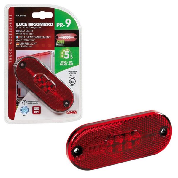 LUZ DE GALIBO 5 LED CON REFLECTOR 24V ROJA HOMOLOGADA - Imagen 3
