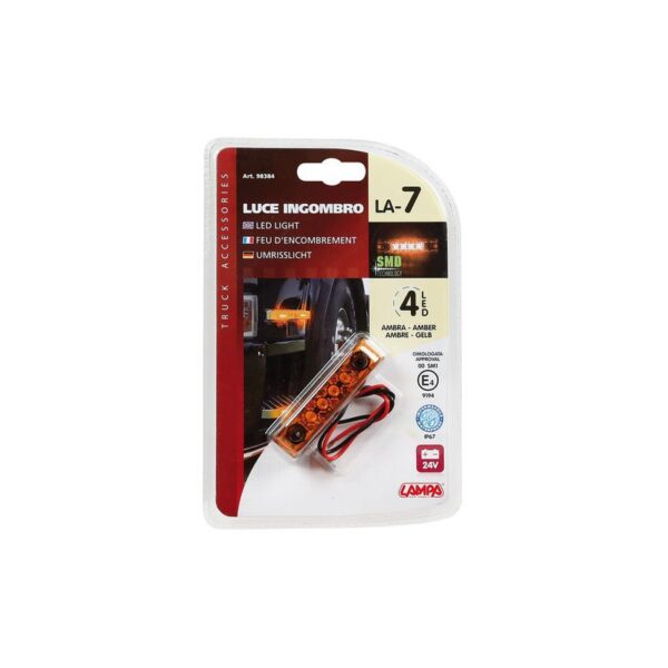 LUZ DE GALIBO IMPERMEABLE 4 LED 24V AMBAR HOMOLOGADA - Imagen 2