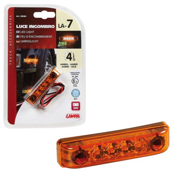 LUZ DE GALIBO IMPERMEABLE 4 LED 24V AMBAR HOMOLOGADA - Imagen 3