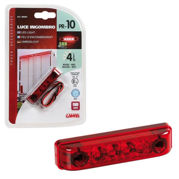 LUZ DE GALIBO IMPERMEABLE 4 LED 24V ROJA HOMOLOGADA - Imagen 4