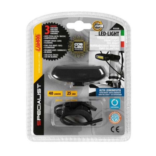 LUZ FRONTAL LED 3 FUNCIONES RECARGABLE POR USB - Imagen 2