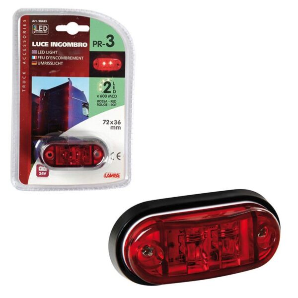 LUZ DE GALIBO TRASERA OVALADA 2 LED 24V ROJO - Imagen 4