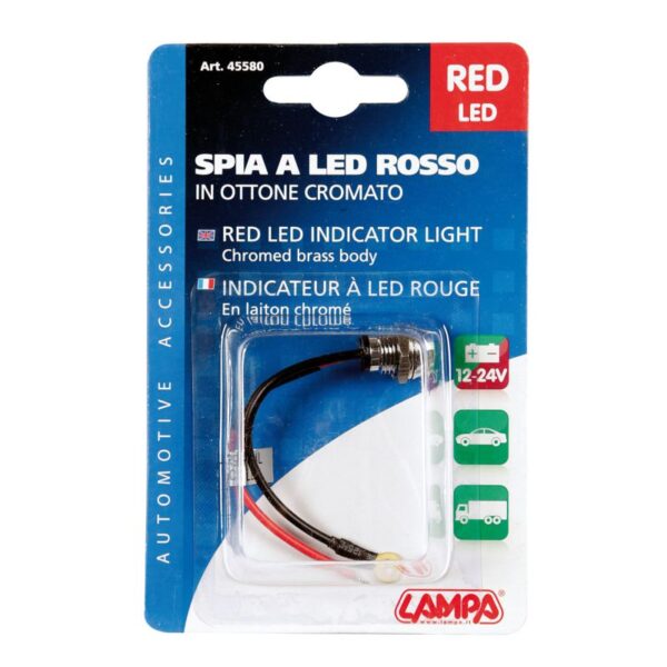 LUZ LED ROJO 12/24V CUERPO CROMADO - Imagen 2
