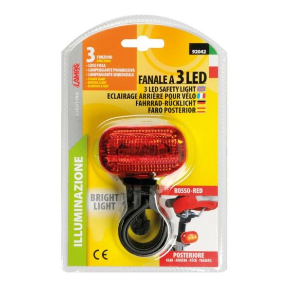 LUZ ROJA TRASERA 3 LED SUPER-BRILLANTE E INTERMITENTE - Imagen 3
