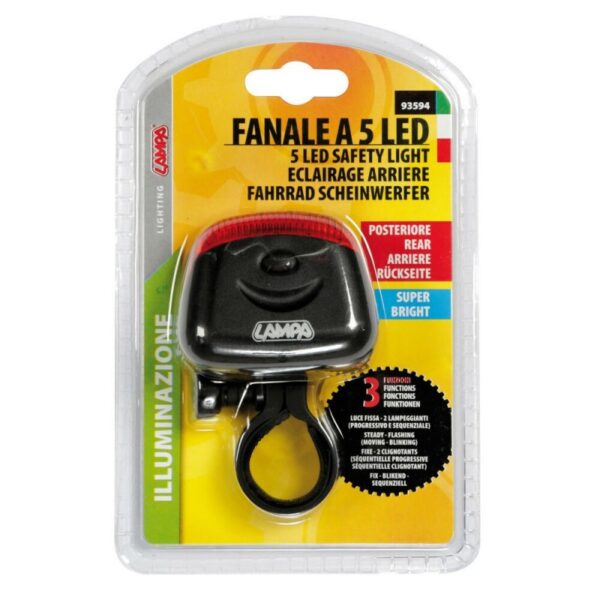 LUZ SEGURIDAD TRASERA SUPER BRILLANTE 5 LED 3 FUNZ. - Imagen 2
