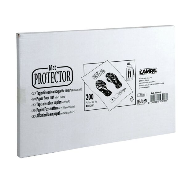 PROTECTOR PARA MOQUETA DE PAPEL BLANCO (DISPENSADOR 200 UNIDS.)