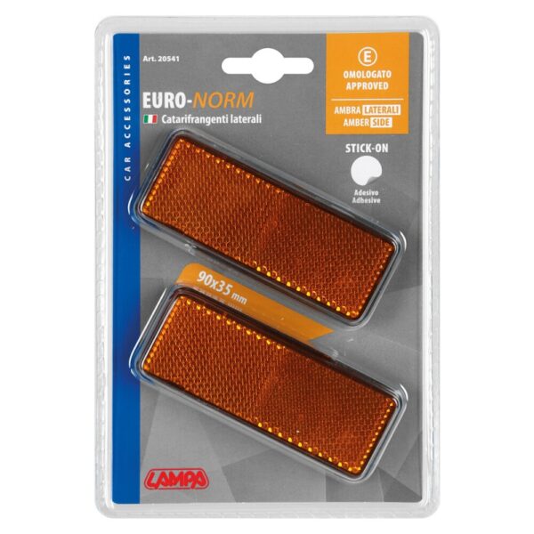 REFLECTORES RECTANGULARES AMBAR 90X35 MM 2 PIEZAS - Imagen 2