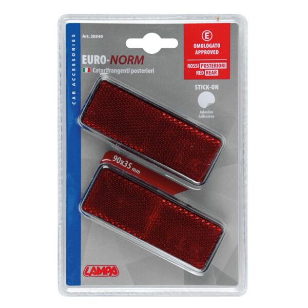 REFLECTORES RECTANGULARES ROJOS 90X35 MM 2 PIEZAS - Imagen 2