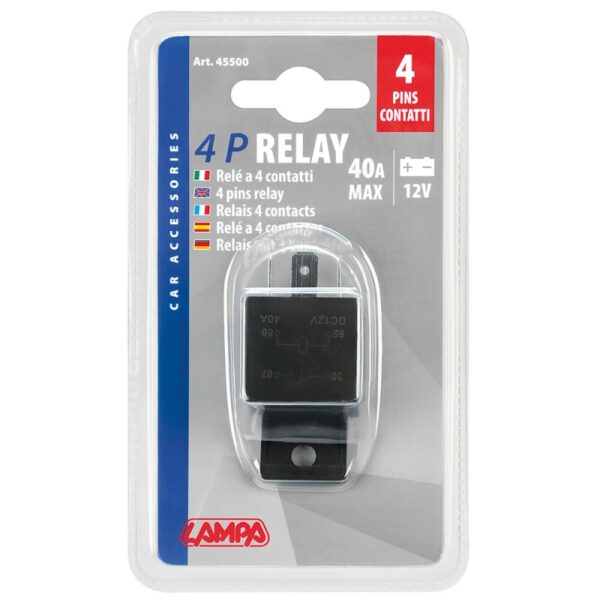 RELE UNIVERSAL 4 PINS 12V 30/40A - Imagen 3