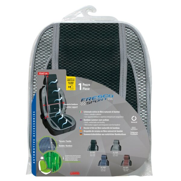RESPALDO DE ASIENTO DEPORTIVO EN FIBRA DE BAMBU NATURAL DEPORTIVO NEGRO/GRIS - Imagen 2