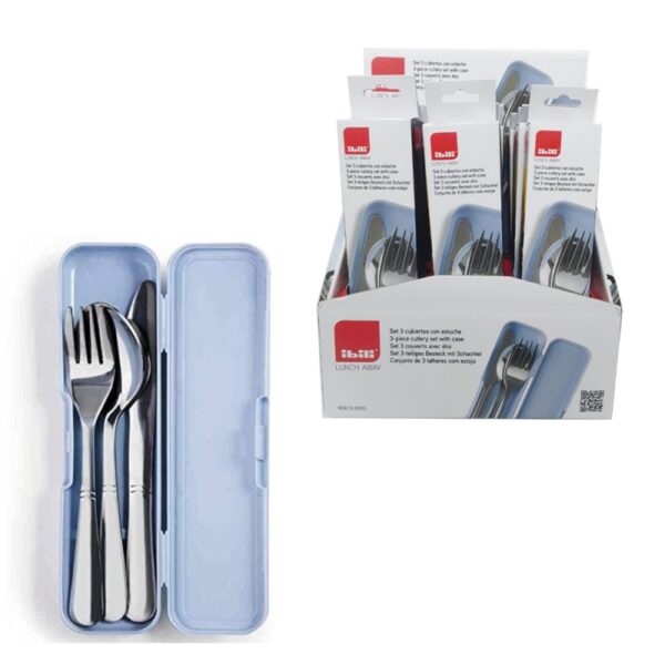 SET 3 CUBIERTOS DE ACERO INOXIDABLE IBILI CON ESTUCHE (TENEDOR 16CM/CUCHARA 16CM/CUCHILLO 18CM)(expo - Imagen 5