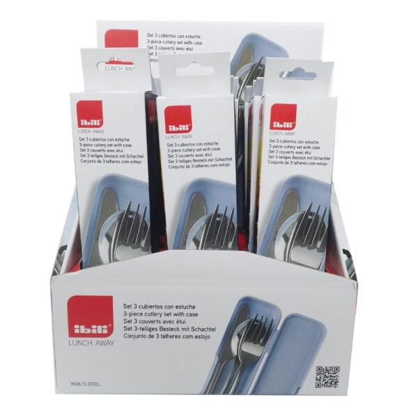 SET 3 CUBIERTOS DE ACERO INOXIDABLE IBILI CON ESTUCHE (TENEDOR 16CM/CUCHARA 16CM/CUCHILLO 18CM)(expo - Imagen 6