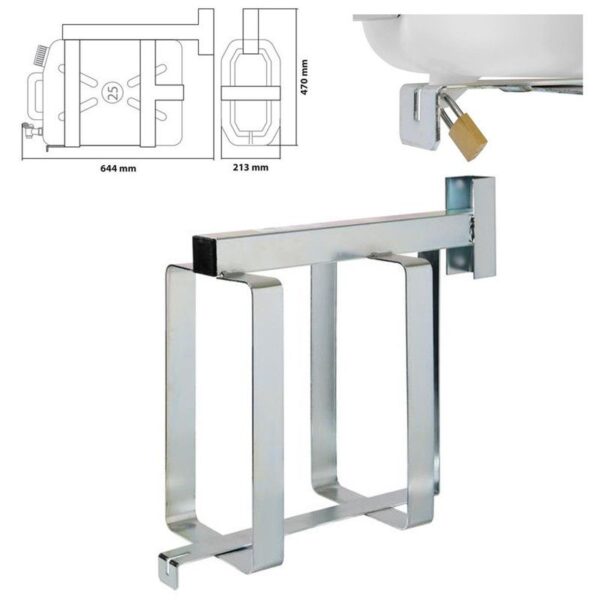 SOPORTE DE ACERO GALVANIZADO PARA BIDON TAM 644X213X470 MM