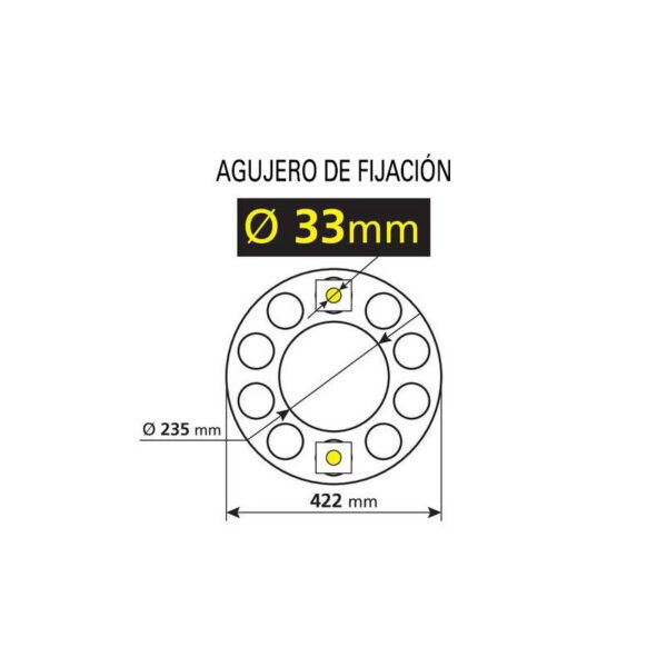 TAPACUBO ACERO INOXIDABLE SIN CHAPA CENTRAL AGUJERO DE 33MM - Imagen 2