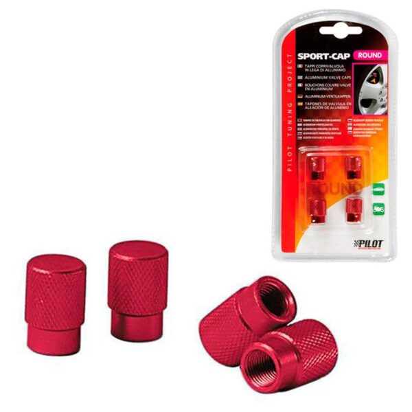 TAPONES VALVULA SPORT CAP ROUND ROJO - Imagen 3