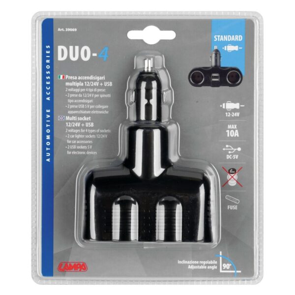 TOMA MECHERO DUO-4 2 TOMAS STANDARD 2 USB 12/24V - Imagen 2