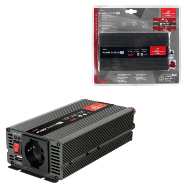 TRANSFORMADOR DE 24V A 220V 600W CON USB