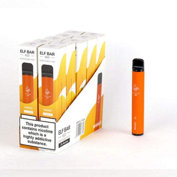 VAPEADOR DE 600 PUFF ELFBAR MANGO 20 MG (EXPOSITOR 10 UNIDADES)