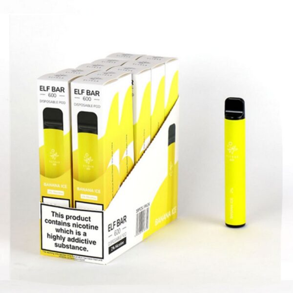 VAPEADOR DE 600 PUFF ELFBAR PLATANO 20 MG (EXPOSITOR 10 UNIDADES)