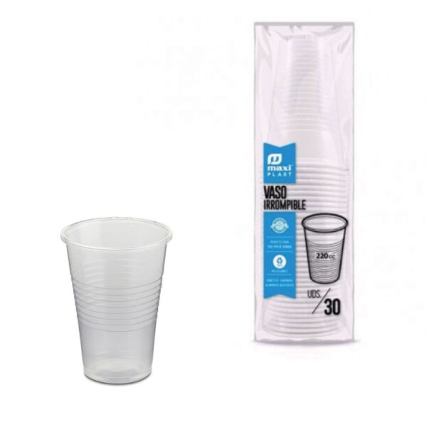 VASO MAXI DE PLÁSTICO 100% RECICLABLE 220CCX30 UDS