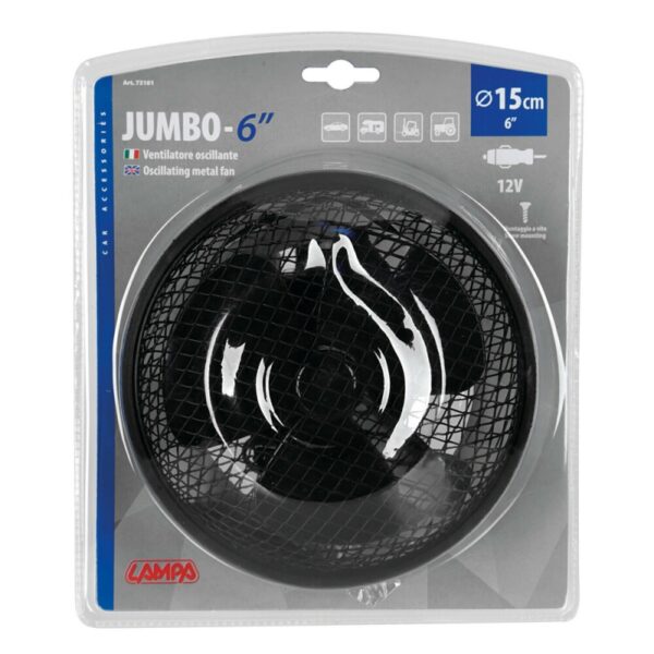 VENTILADOR OSCILANTE JUMBO 12V ASPAS METLICAS FIJACION TORNILLOS - Imagen 2