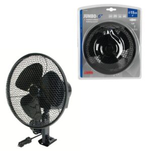 VENTILADOR OSCILANTE JUMBO 12V ASPAS METLICAS FIJACION TORNILLOS